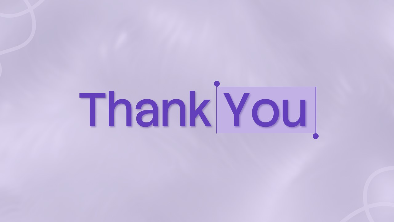 Medical Health Template - Elegant thank you slide with purple typography on lavender gradient background