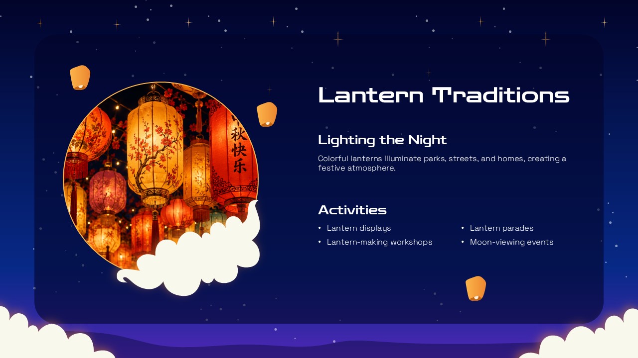 Moon Festival Lanterns - Glowing red traditional lanterns with Chinese characters creating warm festive atmosphere