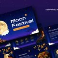 Moon Festival Template - Starry night showcase displaying multiple slides with floating lanterns and celestial themes