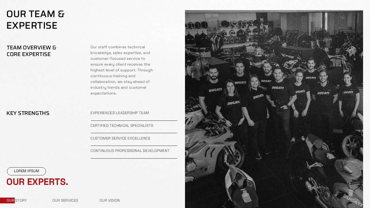 Motorcycle Shop Business Plan - accessories slide with merchandise photo, product image, and three gear categories