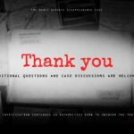 Nancy Guthrie Case Template - conclusion slide with large red thank you text and missing person posters