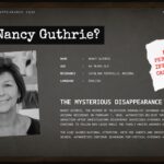 Nancy Guthrie Case Template - information slide with portrait, personal details, missing person stamp