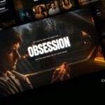 Obsession Movie Template - Cinematic showcase featuring dramatic character portraits surrounding bold title treatment