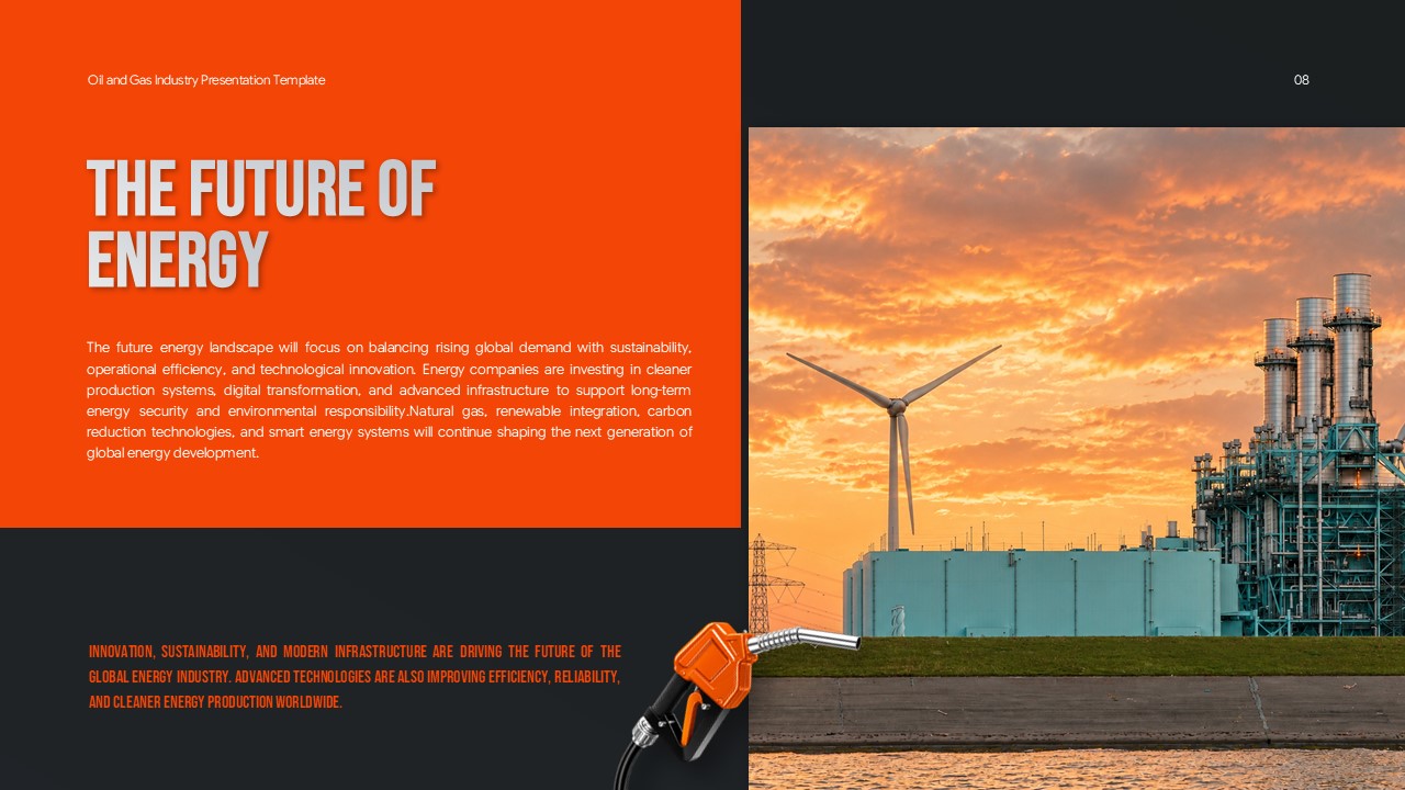 Oil and Gas Industry Template - Future energy slide with renewable integration and sustainability themes