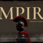 Old Maps History Lesson Template - Title slide with Roman soldier, gold EMPIRE typography, and torn parchment border