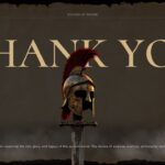 Old Maps History Lesson Template - Thank You closing slide with Roman helmet on sword and cinematic typography