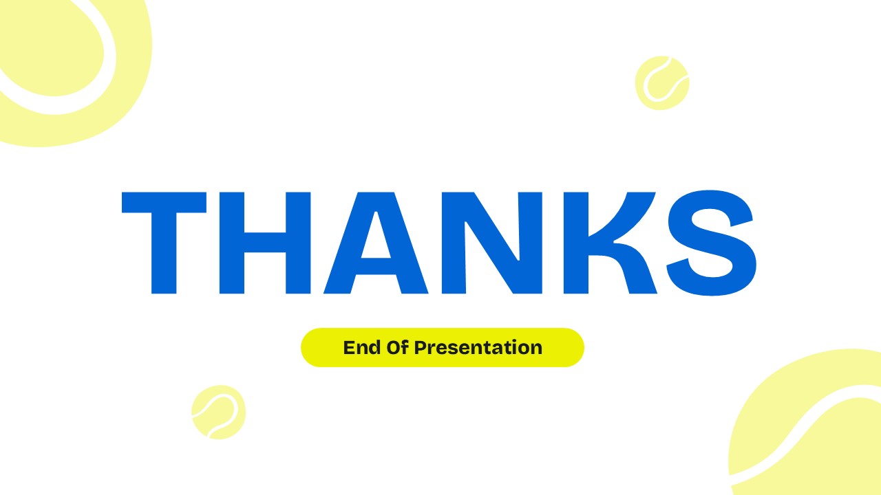 Padel Sport Template - Professional closing slide with thank you message to end padel presentations