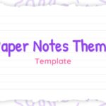 Paper Notes Theme Google Slides Template - title slide with purple text on lined notebook paper and crayon doodles