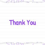 Paper Notes Theme Thank You Slide - bold purple text on lined notebook paper with rainbow and sun crayon doodles