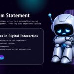 Polybuzz Problem Statement Template - Sad robot mascot mirrors digital engagement challenges in a dark navy pitch deck slide