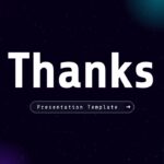Polybuzz Thank You Template - Minimalist closing slide with oversized Thanks text on starfield navy background with corner glows