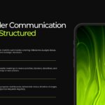 Project Planning Template - Stakeholder communication slide with labeled rows and smartphone visual