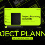 Project Planning Template - Dark mode cover with neon green accents and multi-slide preview layout
