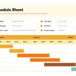 Project Schedule Sheet Template - Gantt chart with timeline and project details