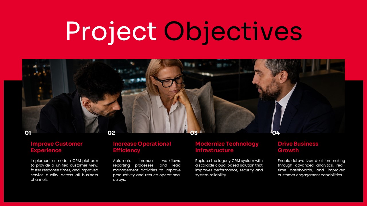 Project Update Template - Timeline slide to outline four sequential project phases and progress