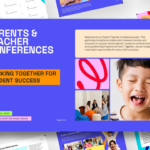 Parent Teacher Conference Template - Multiple slide preview showing colorful educational design layouts