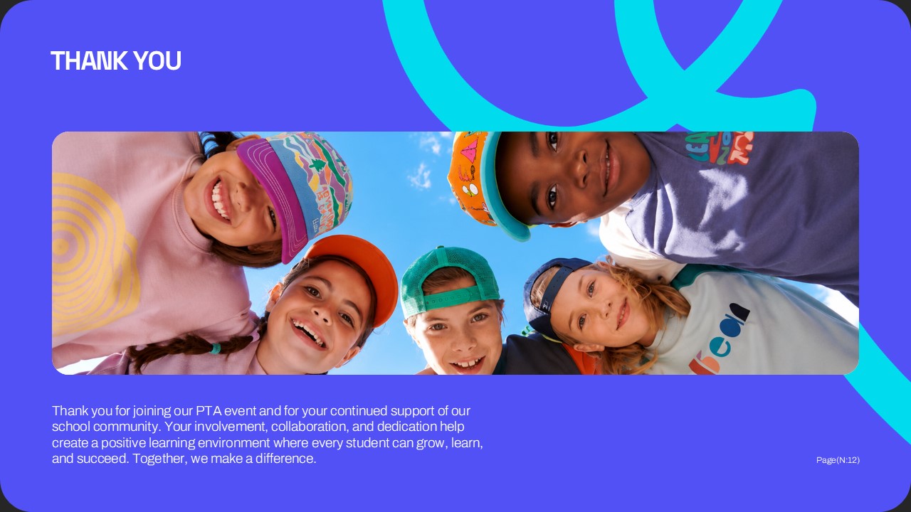Parent Teacher Conference Template - Thank you slide with circular group photo of smiling children