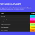 Parent Teacher Conference Template - Upcoming events calendar slide with organized event schedule table