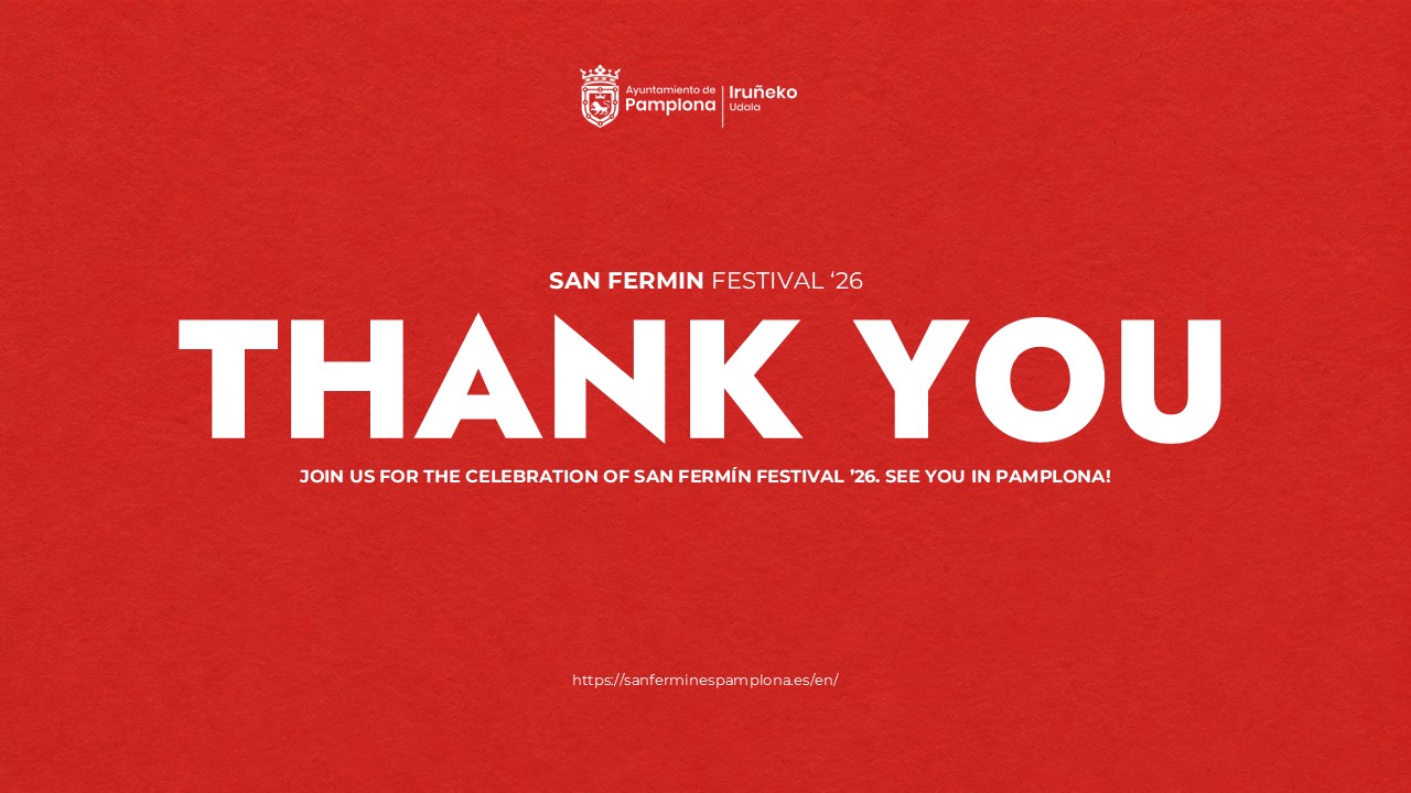 San Fermin Festival Template - Closing slide to thank audience and invite participation in festival celebration