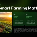 Smart Farming Template - Impact slide explaining economic, environmental, and social benefits