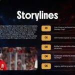 Stanley Cup Finals Storylines - Five numbered narratives with action player photo showcasing championship drama