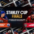 Stanley Cup Finals Template - Collage showcasing slides with cosmic design, player photos, and championship branding