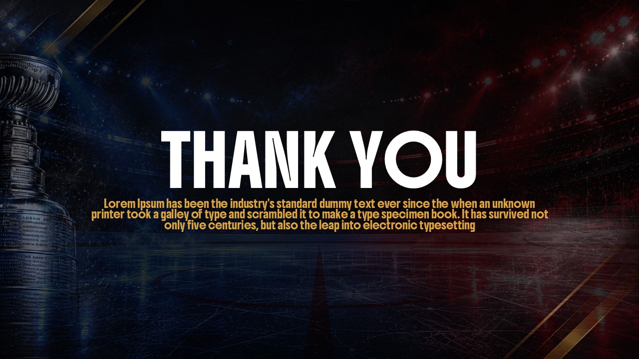 Stanley Cup Finals Thank You - Simple cosmic background conclusion with bold white text and gold accents