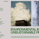 Sustainable Living Environmental Impact Slide - 3-item vertical problem list with industrial emissions photography