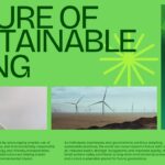 Sustainable Living Future Outlook Slide - large display headline with two-column body text and wind turbine photography