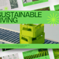Sustainable Living Google Slides Template - full deck preview showing 10 slides in neon green and warm beige layouts