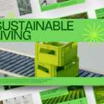 Sustainable Living Google Slides Template - full deck preview showing 10 slides in neon green and warm beige layouts