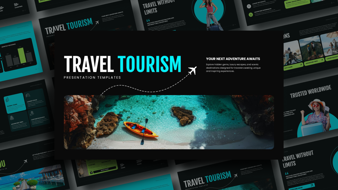 Travel Tourism Google Slides & PowerPoint Template - 11-slide deck for travel agency and tourism presentations