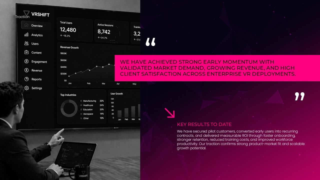 VR Pitch Deck - Traction & Social Proof Slide