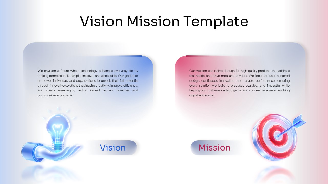 Vision Mission Template - light mode dual-panel layout