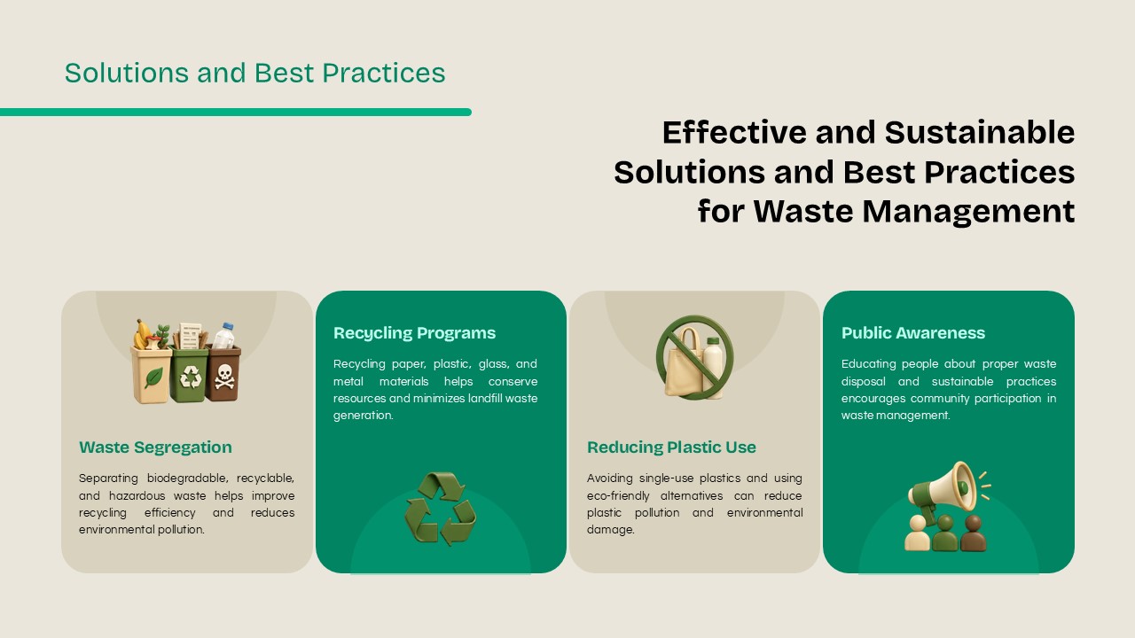 Waste Management Template - Conclusion slide to summarize key waste management takeaways and 3Rs principles