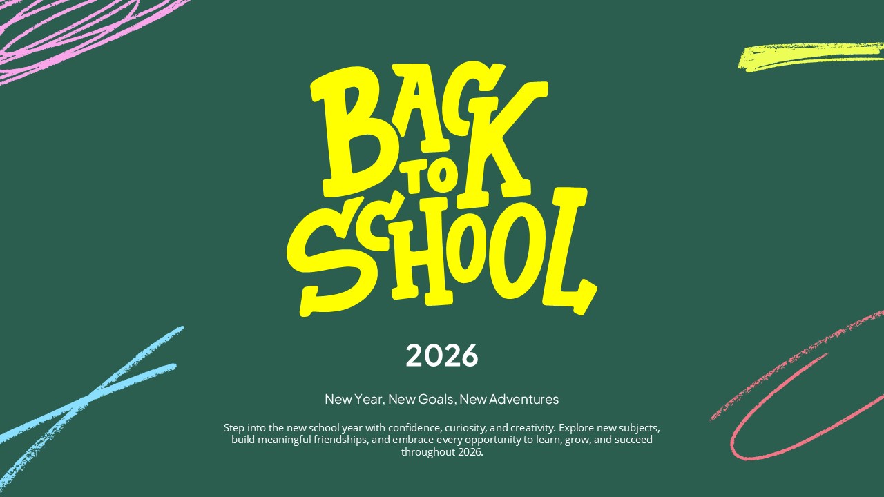 Back to School 2026 - title slide with chalkboard background