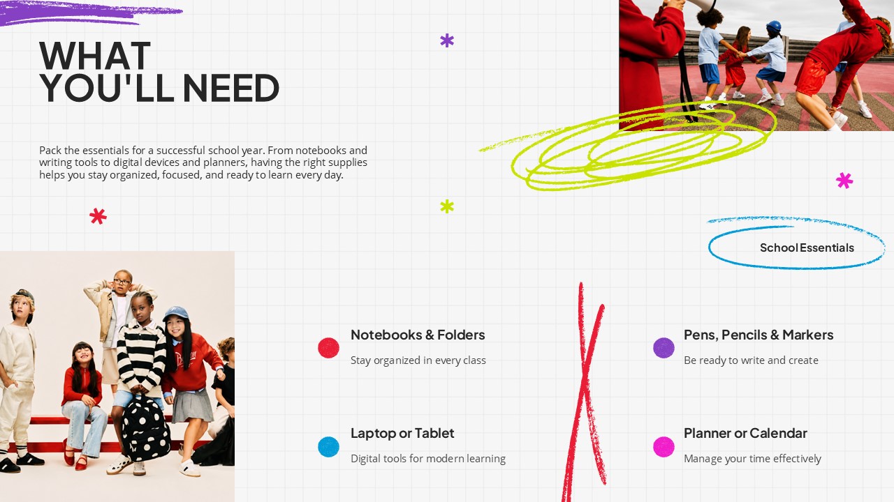 Back to School Supplies - what you'll need checklist with student photo