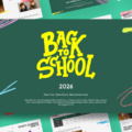 Back to School Template - vibrant cover with floating slide previews
