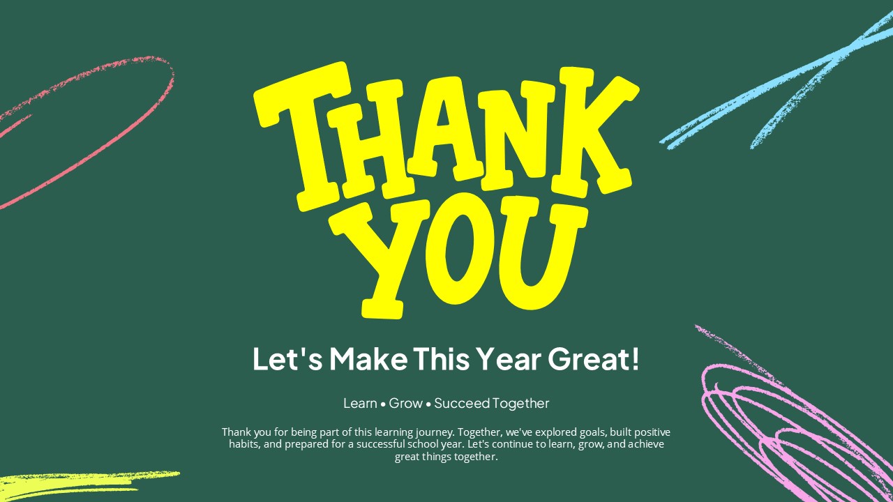 Back to School Thanks - conclusion slide with gratitude message