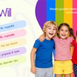 Welcome to Our Class - classroom expectations slide with five pastel pill badges and rainbow striped children photo panel