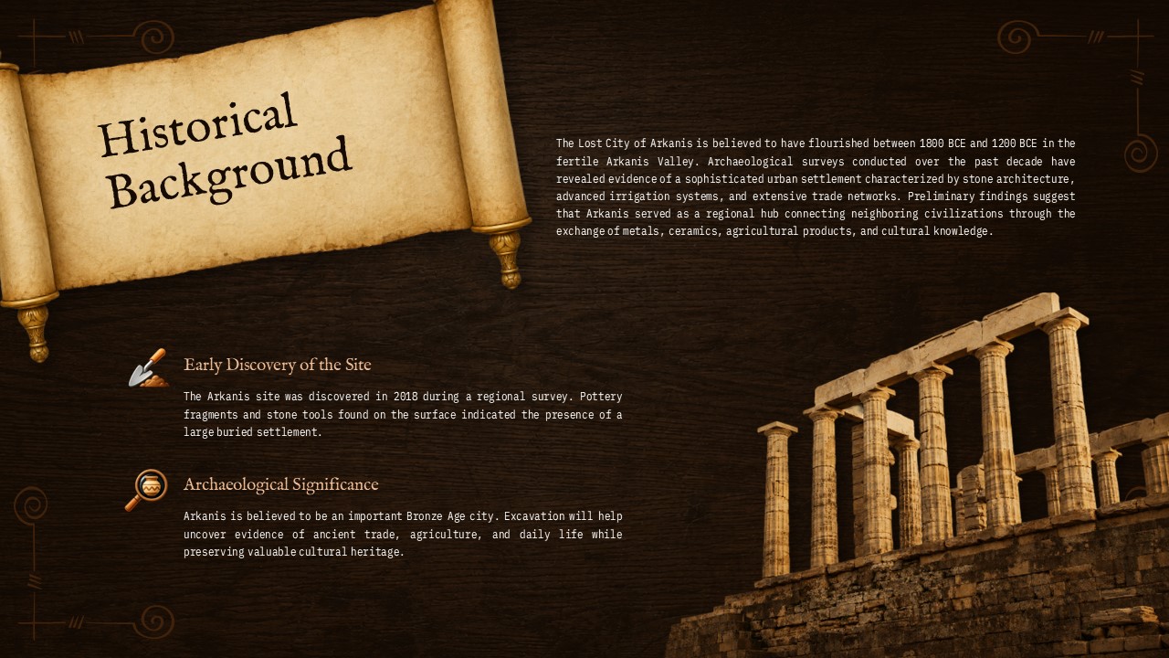 Archaeological Excavation Project Proposal - historical background slide to establish site context and significance