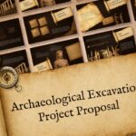 Archaeological Excavation Project Proposal Template - preview all 11 slides in one antiquarian-themed deck