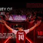 Arsenal Template - Emirates Stadium slide to showcase the home ground with stats and multi-image mosaic