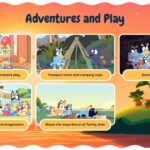 Bluey Cartoon Template - Gallery slide showcasing adventures and play themes in the show