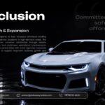 Car Rental Business Plan Conclusion - White Chevrolet Camaro slide with future growth strategy and contact details