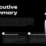 Car Rental Business Plan Executive Summary - Two-column slide with Audi image and value proposition cards