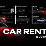 Car Rental Business Plan Template - Full preview of 11 dark luxury slides with red Rolls-Royce showcase