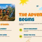 Cartoon Theme Template - Process slide to outline four sequential adventure or learning stages