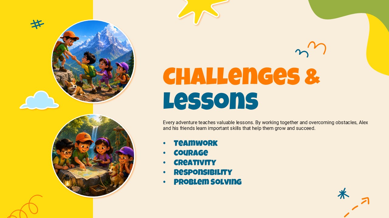 Cartoon Theme Template - Lessons slide to present key values or learning takeaways
