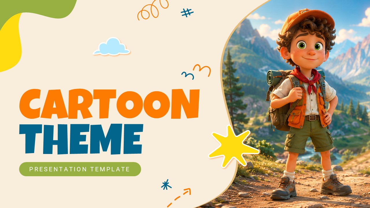 Cartoon Theme Template - Preview all 11 slides in this fun, child-friendly presentation set